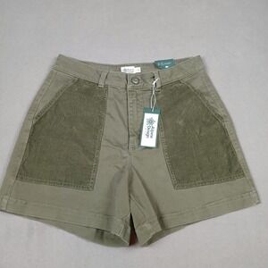 NWT Alpine Design Women's Shorts Size 8 Olive Green High Rise 5" Corduroy Pocket
